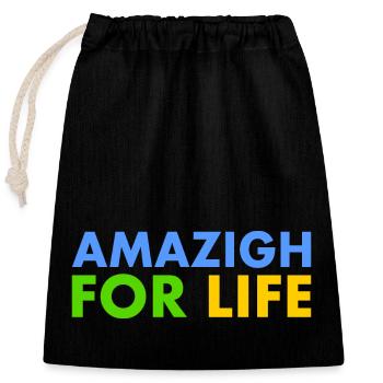 Amazigh for life - Closable cotton gift bag (25x30cm) - black - Front