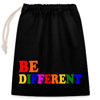 Be different - Verschließbarer Geschenkbeutel aus Baumwolle (25x30cm) - Schwarz - Vorne