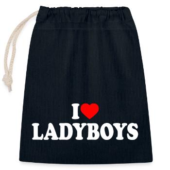 I love ladyboys - Sacchetto regalo richiudibile in cotone (25x30 cm) - blu navy - Fronte