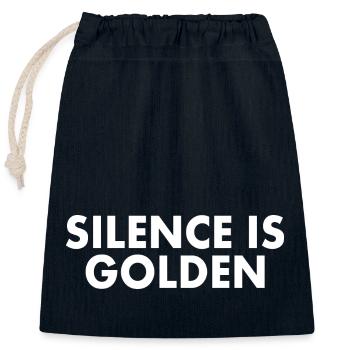 silence is golden - Closable cotton gift bag (25x30cm) - navy - Front