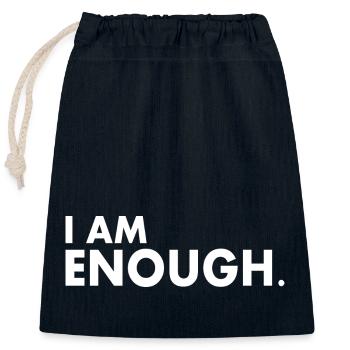 I am enough - Closable cotton gift bag (25x30cm) - navy - Front