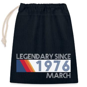 Retro SiFi Legendary depuis mars 1976 - Anniversaire - Sac cadeau en coton avec cordon (25 x 30 cm) - bleu marine - Devant
