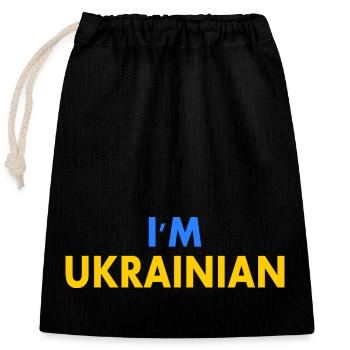 Im ukrainian - Closable cotton gift bag (25x30cm) - black - Front
