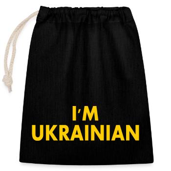 Im ukrainian - Closable cotton gift bag (25x30cm) - black - Front