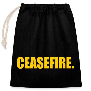 Ceasefire now - Closable cotton gift bag (25x30cm) - black - Front