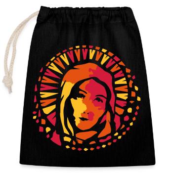 Kirchenfenster Stil Maria Mutter Gottes - Verschließbarer Geschenkbeutel aus Baumwolle (25x30cm) - Schwarz - Vorne