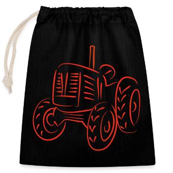 Rustic Tractor Silhouette Design - Closable cotton gift bag (25x30cm) - black - Front