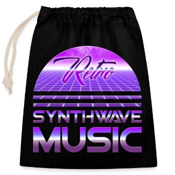 80s Neon Retro Synthwave Music Electronic Wave - Closable cotton gift bag (25x30cm) - black - Front