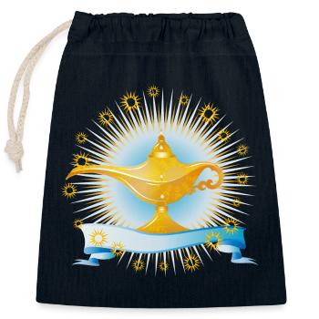 strahlende goldene orientalische Wunderlampe - Verschließbarer Geschenkbeutel aus Baumwolle (25x30cm) - Navy - Vorne