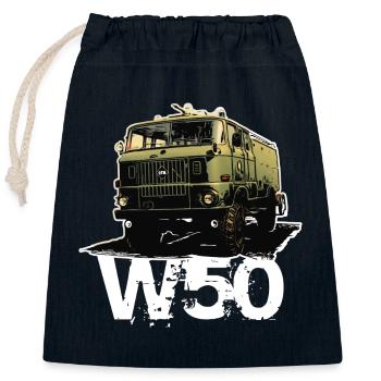 W50 LKW NVA Truck - Verschließbarer Geschenkbeutel aus Baumwolle (25x30cm) - Navy - Vorne