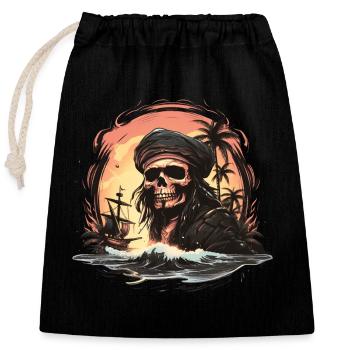 Pirate du crâne - Sac cadeau en coton avec cordon (25 x 30 cm) - noir - Devant