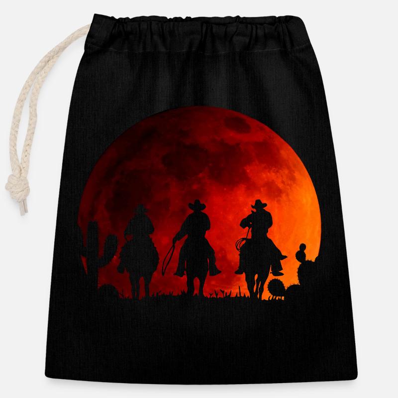 Red Moon Cowboys - Verschließbarer Geschenkbeutel aus Baumwolle (25x30cm) - Schwarz
