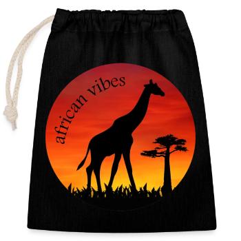 Giraffe 1 - Closable cotton gift bag (25x30cm) - black - Front