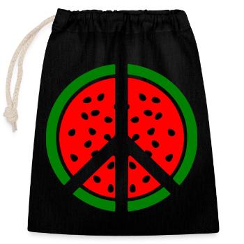 Wassermelone peace symbol - Verschließbarer Geschenkbeutel aus Baumwolle (25x30cm) - Schwarz - Vorne