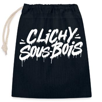 Clichy-sous-bois - Sac cadeau en coton avec cordon (25 x 30 cm) - bleu marine - Devant