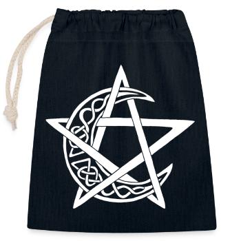 White Lunar Pentagram - Closable cotton gift bag (25x30cm) - navy - Front