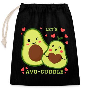 Lets Avo-Cuddle Avocado Snuggle Kawaii Cartoon - Closable cotton gift bag (25x30cm) - black - Front