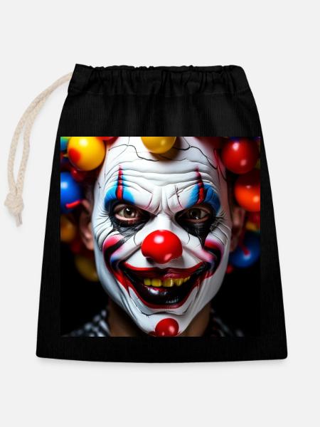 Clown - Verschließbarer Geschenkbeutel aus Baumwolle (25x30cm) - Schwarz