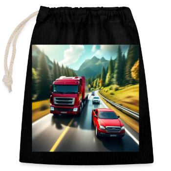 Lkw Fahrer - Verschließbarer Geschenkbeutel aus Baumwolle (25x30cm) - Schwarz - Vorne