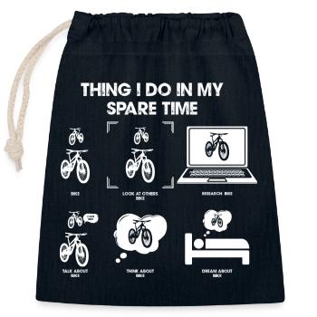 Penser à vélo pendant le temps libre - Sac cadeau en coton avec cordon (25 x 30 cm) - bleu marine - Devant