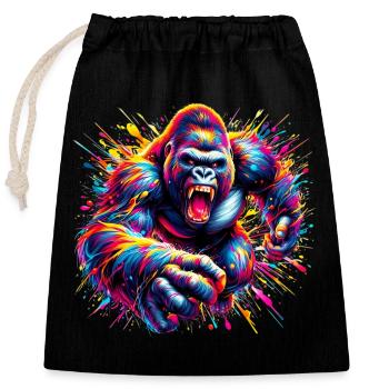 Gorilla - Closable cotton gift bag (25x30cm) - black - Front