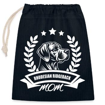 "Rhodesian Ridgeback Mom" Banner and Wreath - Closable cotton gift bag (25x30cm) - navy - Front