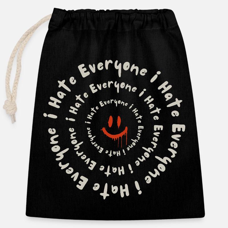 I Hate Everyone – Lustiges sarkastisches Humor-Design - Verschließbarer Geschenkbeutel aus Baumwolle (25x30cm) - Schwarz