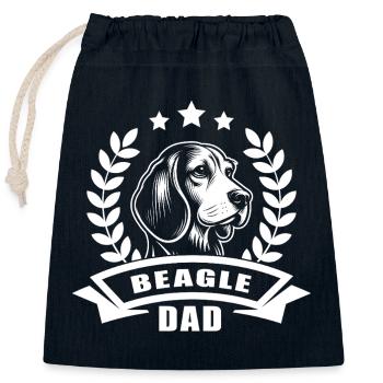 « Beagle Dad » - avec bannière et couronne de blé - Sac cadeau en coton avec cordon (25 x 30 cm) - bleu marine - Devant