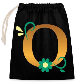 O - Closable cotton gift bag (25x30cm) - black - Front