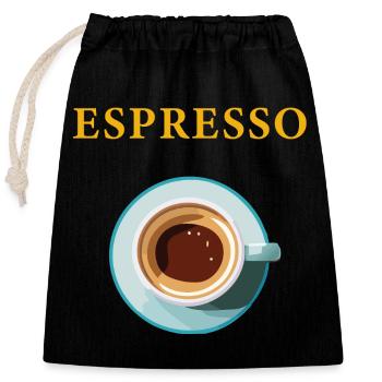 Espresso Coffee Pattern for Coffee Lovers - Closable cotton gift bag (25x30cm) - black - Front