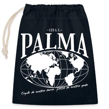 Carte du monde Palma Design - Sac cadeau en coton avec cordon (25 x 30 cm) - bleu marine - Devant