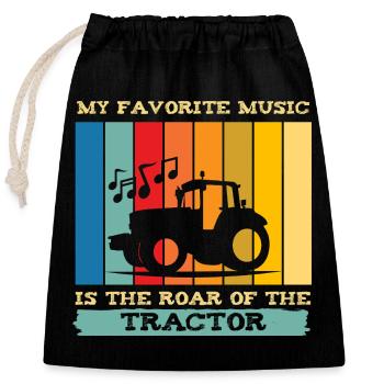 La musique à la ferme : Tracteur aux couleurs arc-en-ciel - Sac cadeau en coton avec cordon (25 x 30 cm) - noir - Devant