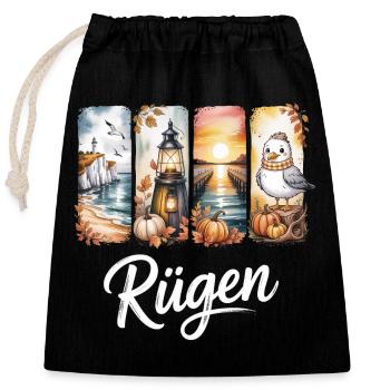 Phare de la mer Baltique de Rügen Seaull - Sac cadeau en coton avec cordon (25 x 30 cm) - noir - Devant