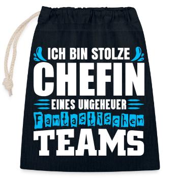 Patron fier Patron Madame Chef de département Chef d’équipe - Sac cadeau en coton avec cordon (25 x 30 cm) - bleu marine - Devant