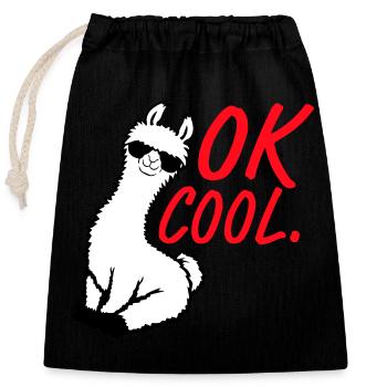 OK Lunettes de soleil Lama cool assises Drôle coquin - Sac cadeau en coton avec cordon (25 x 30 cm) - noir - Devant