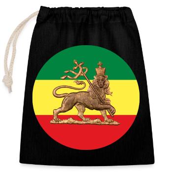 Lion of Judah Rasta Reggae Roots Jah Rastafari - Closable cotton gift bag (25x30cm) - black - Front