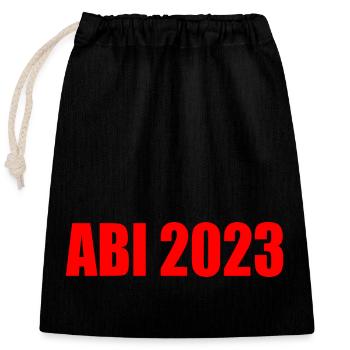 Abi 2023 - Verschließbarer Geschenkbeutel aus Baumwolle (25x30cm) - Schwarz - Vorne