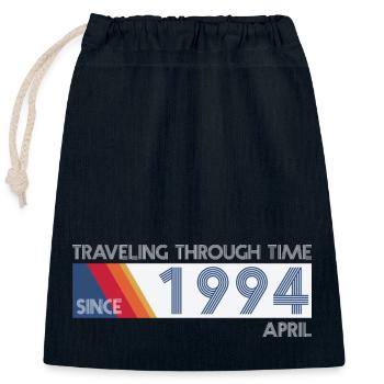 Funny Time Travel Birthday Design April 1994 - Closable cotton gift bag (25x30cm) - navy - Front