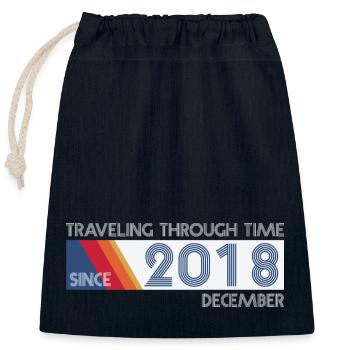 Funny Time Travel Birthday Design December 2018 - Closable cotton gift bag (25x30cm) - navy - Front