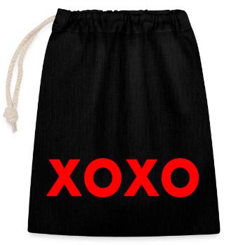 Xoxo - Sac cadeau en coton avec cordon (25 x 30 cm) - noir - Devant