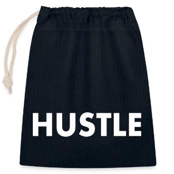 Hustle - Closable cotton gift bag (25x30cm) - navy - Front