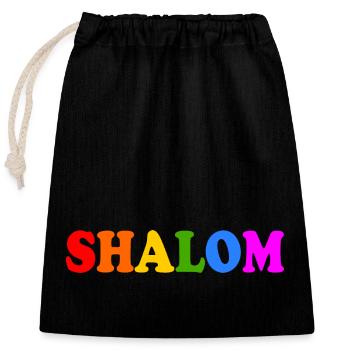 Shalom - Verschließbarer Geschenkbeutel aus Baumwolle (25x30cm) - Schwarz - Vorne