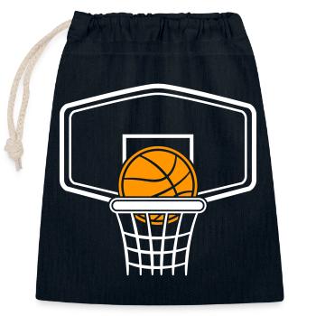 Basketball with hoop to design yourself - Closable cotton gift bag (25x30cm) - navy - Front