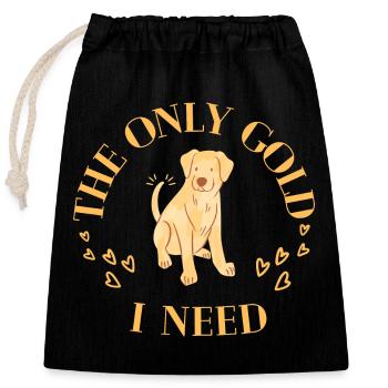 The only gold I need - Golden Retriever Lover - Verschließbarer Geschenkbeutel aus Baumwolle (25x30cm) - Schwarz - Vorne