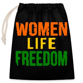 Women life freedom - Sac cadeau en coton avec cordon (25 x 30 cm) - noir - Devant