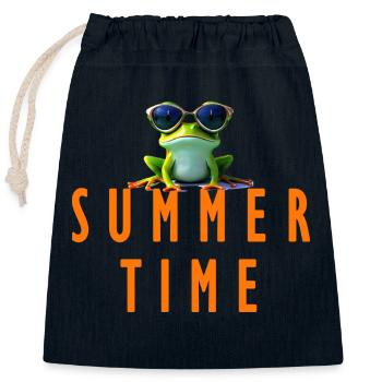 frog summer time - Closable cotton gift bag (25x30cm) - navy - Front