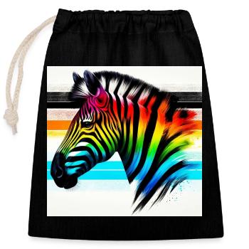 Zebra - Closable cotton gift bag (25x30cm) - black - Front
