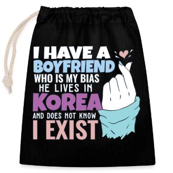 Kpop Idol Fan K Drama Lover J'aime la Corée J'ai un - Sac cadeau en coton avec cordon (25 x 30 cm) - noir - Devant