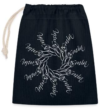 Nom Jasmin Mandala - Sac cadeau en coton avec cordon (25 x 30 cm) - bleu marine - Devant
