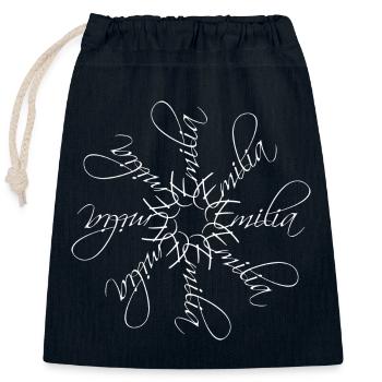 Emilia Nom Nom Mandala - Sac cadeau en coton avec cordon (25 x 30 cm) - bleu marine - Devant